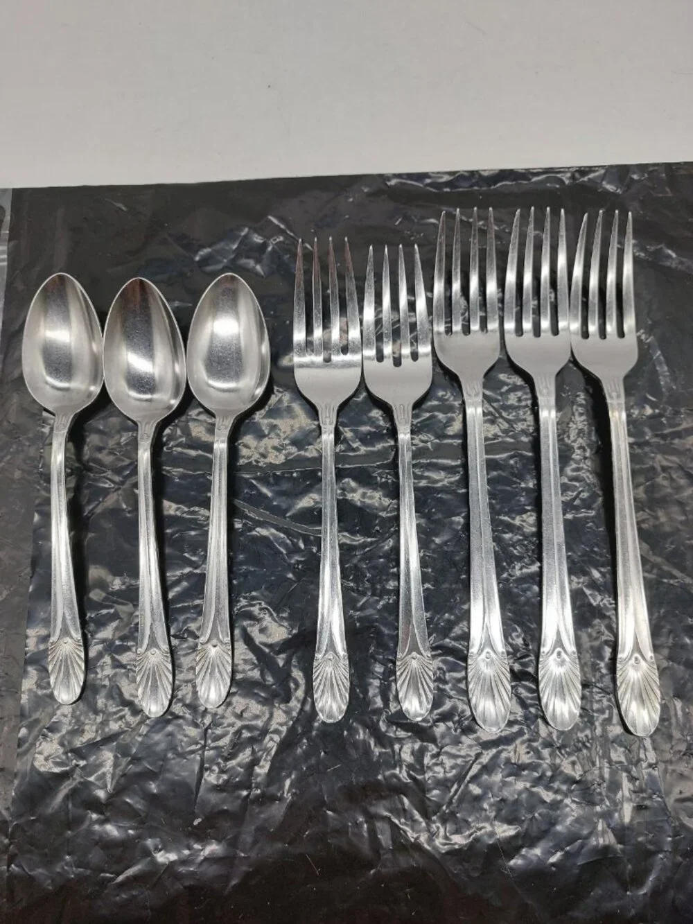 E C Ltd Aural Stainless Flatware 3 Dinner 2 Salad Forks 3 Soup Spoons Lot Of 8